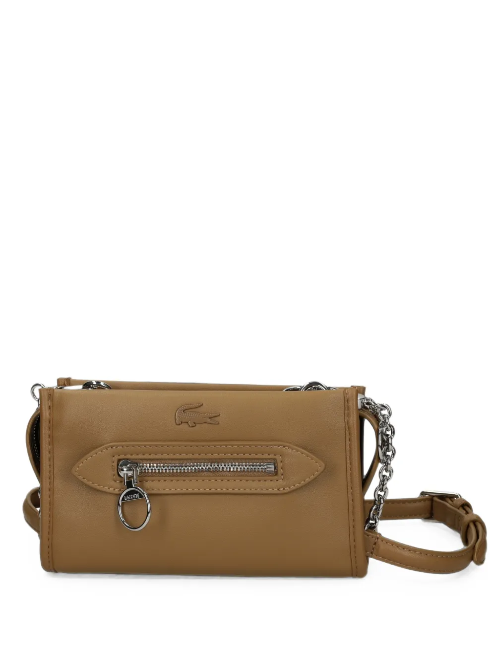 Lacoste logo-embossed crossbody bag - Marrone