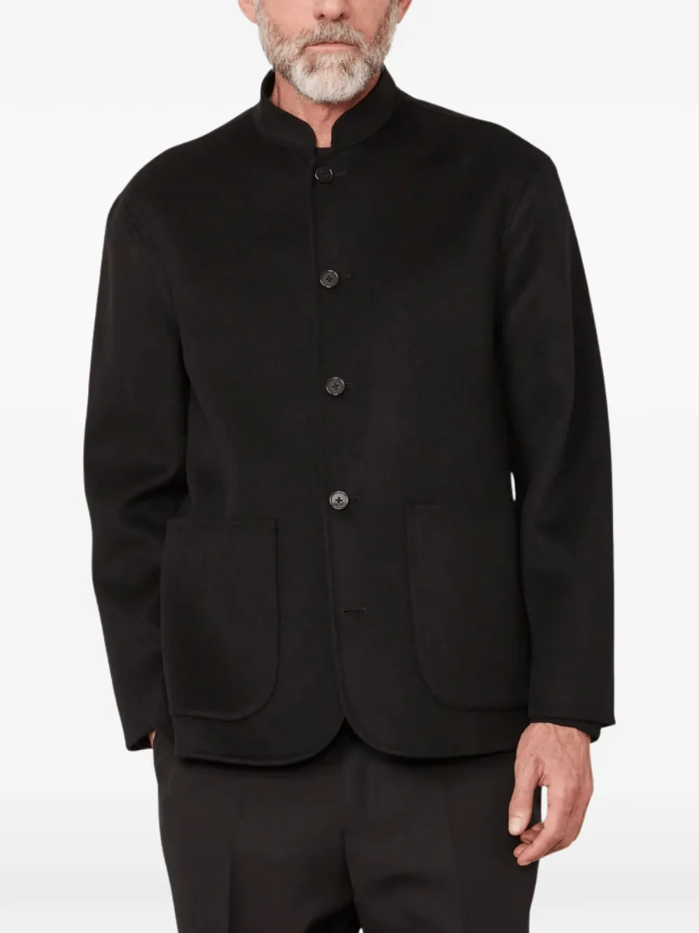 Officine Generale mandarin-collar patch-pocket jacket - Nero
