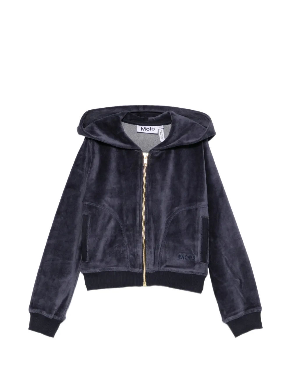 Molo Milla velvet zip-up hoodie Blauw