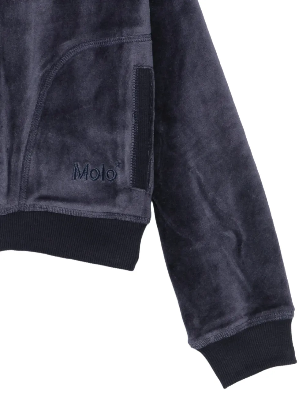 Molo Milla velvet zip-up hoodie Blauw