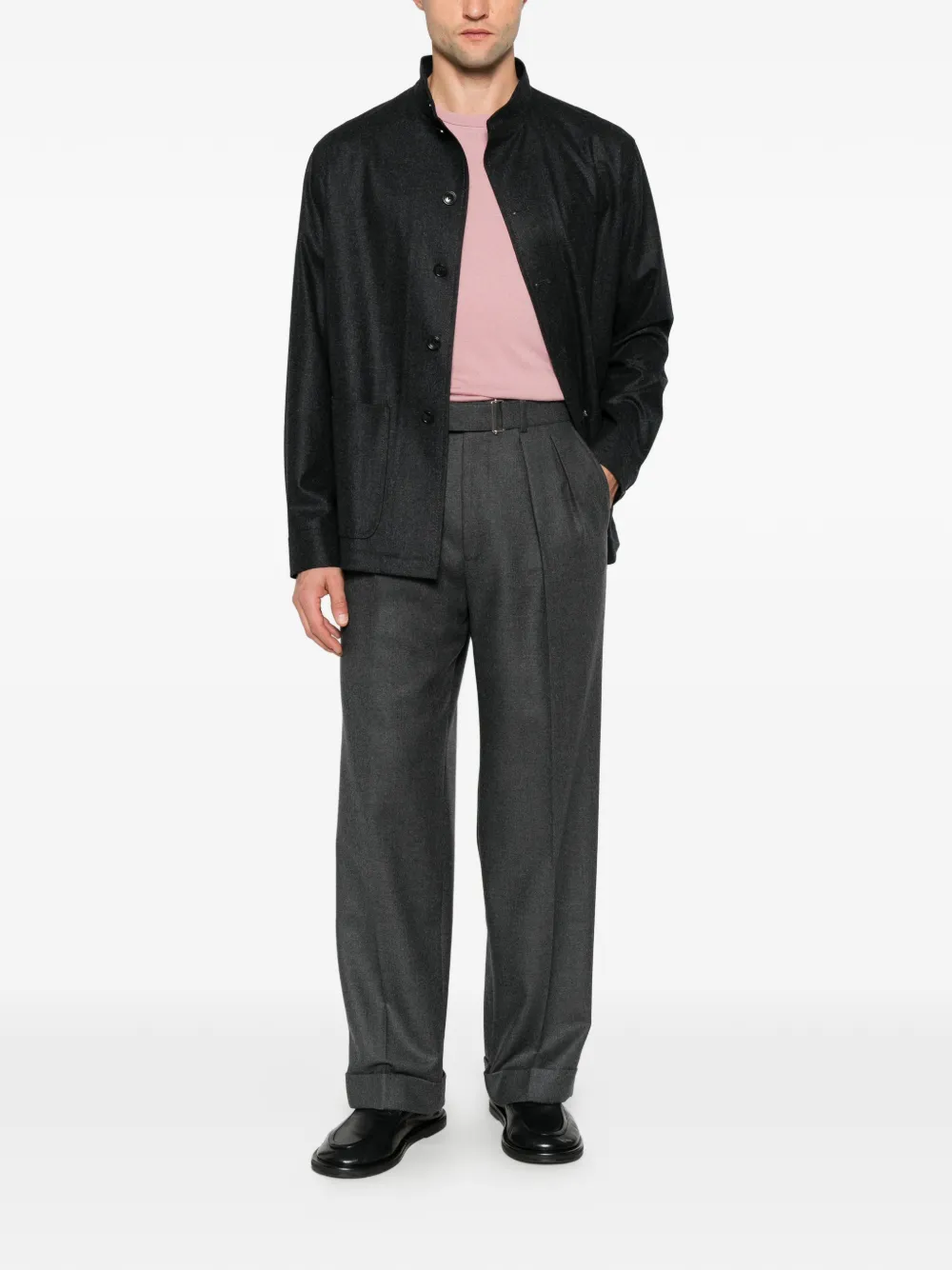 Officine Generale Nash pleated belted trousers Grijs