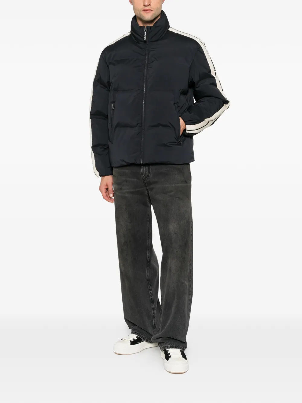 Palm Angels logo-print side-stripe jacket Zwart