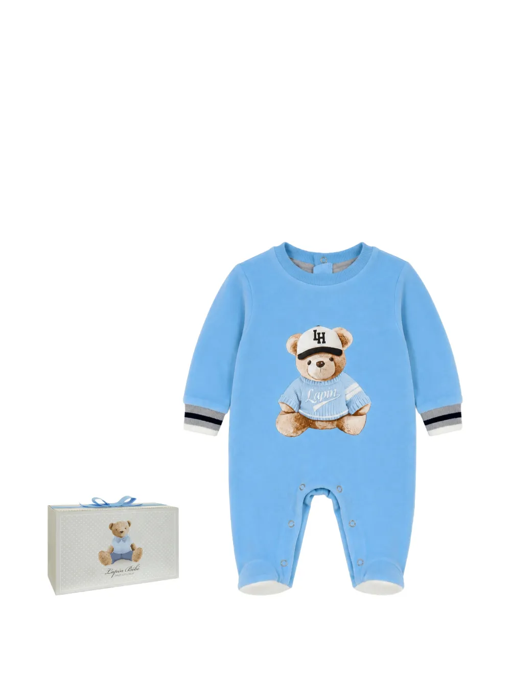 Lapin House Rompers met teddybeer-print Blauw