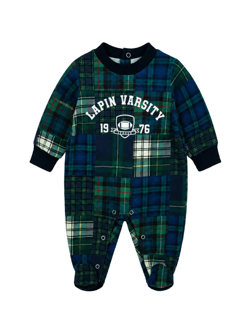 Lapin House pyjama à motif tartan et logo imprimé - Bleu