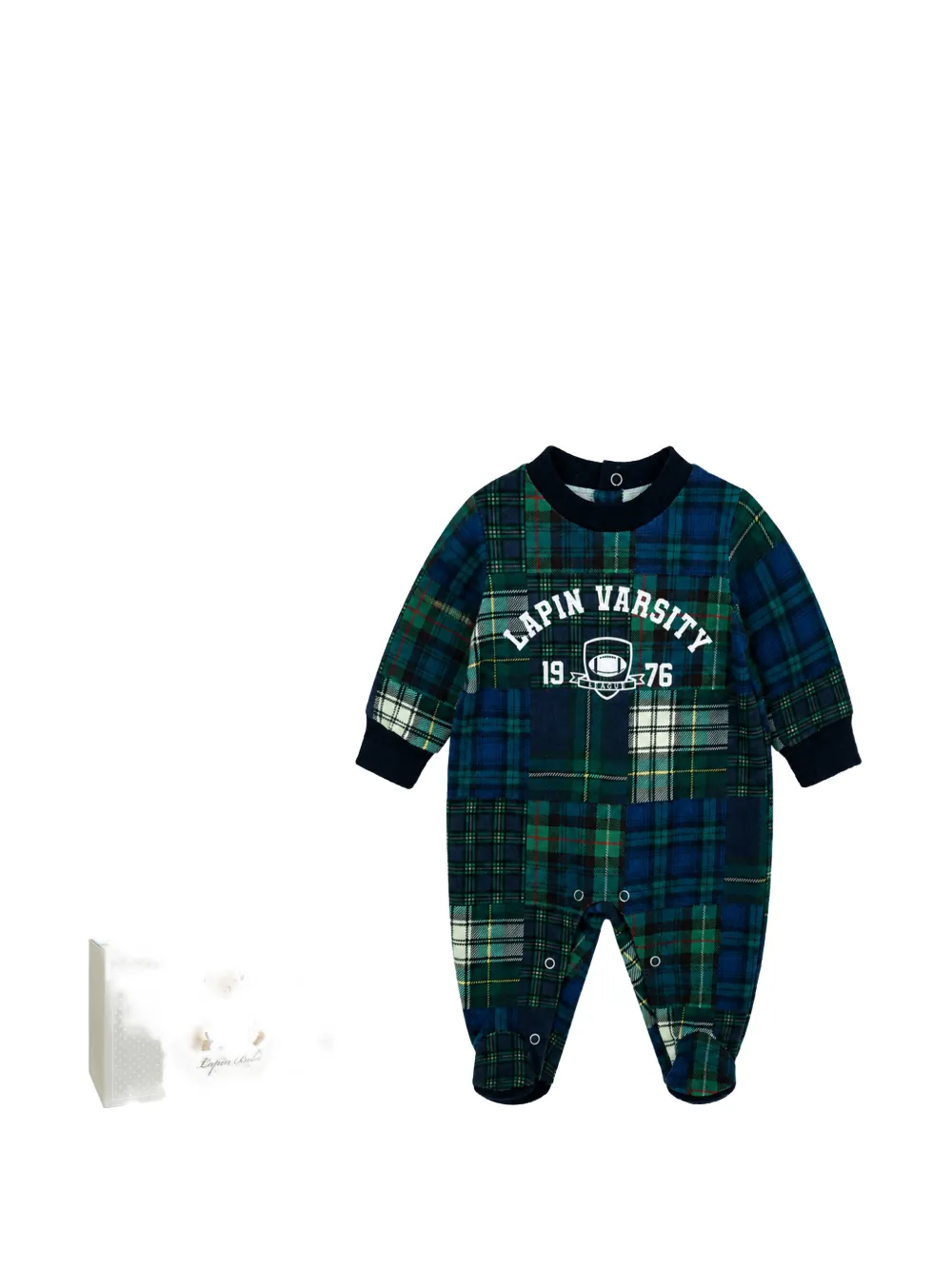 Lapin House Pyjama met tartan-ruit en logo-print Blauw