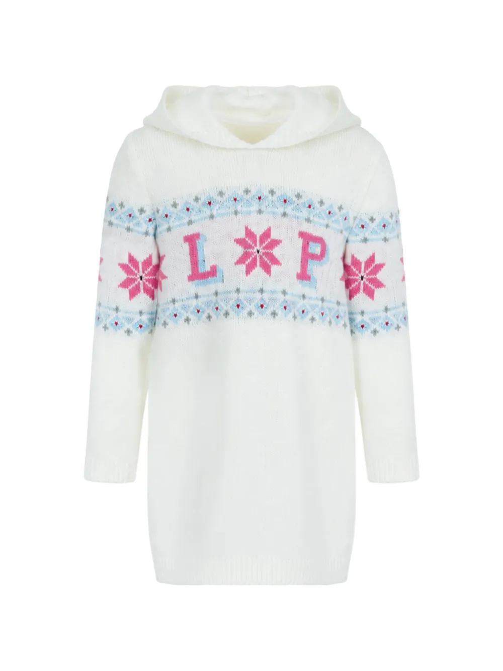 Lapin House Fair Isle-knit hooded dress - Bianco