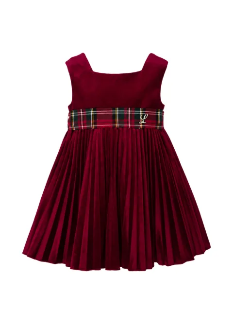 Lapin House tartan-panel pleated dress