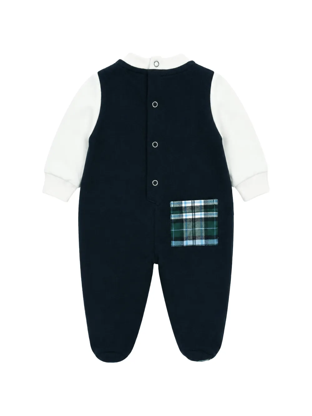 Lapin House Romper met afwerking in tartan-ruit en honden-print Blauw