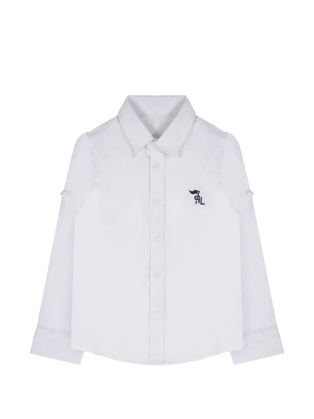 Lapin House embroidered-logo roll-up sleeve shirt - Weiß