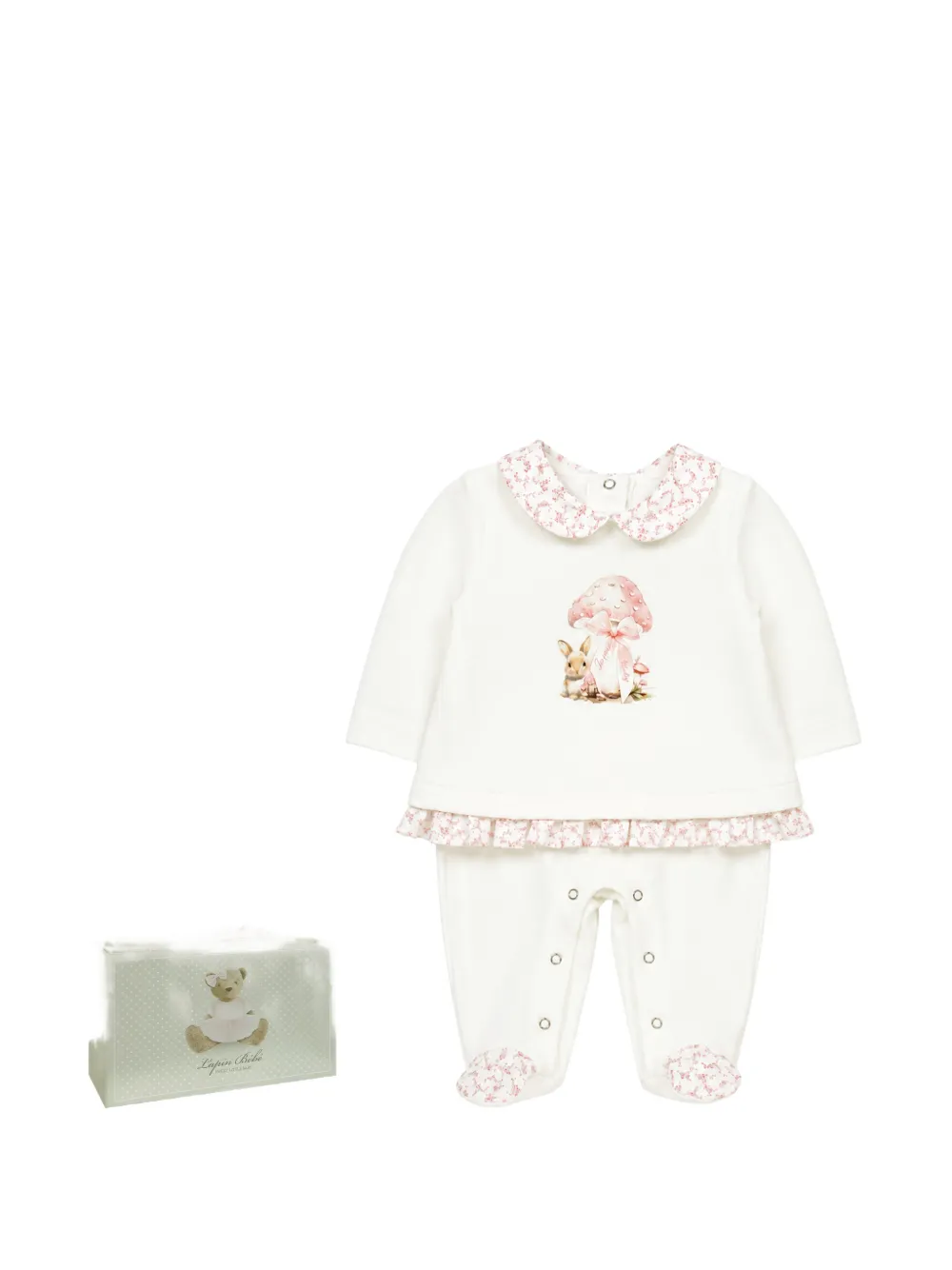 Lapin House Pyjama met ruches en grafische print Wit