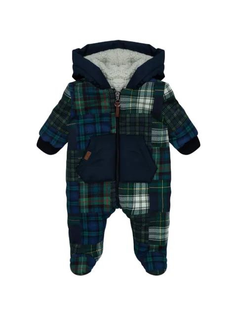 Lapin House tartan-patchwork hooded snowsuit