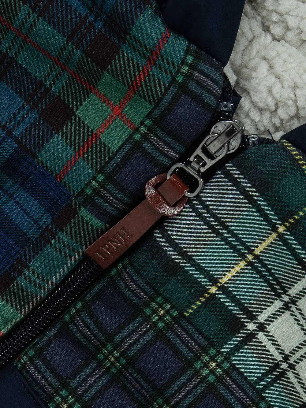 Lapin House Skipak met patchwork in tartan-ruit en capuchon Blauw