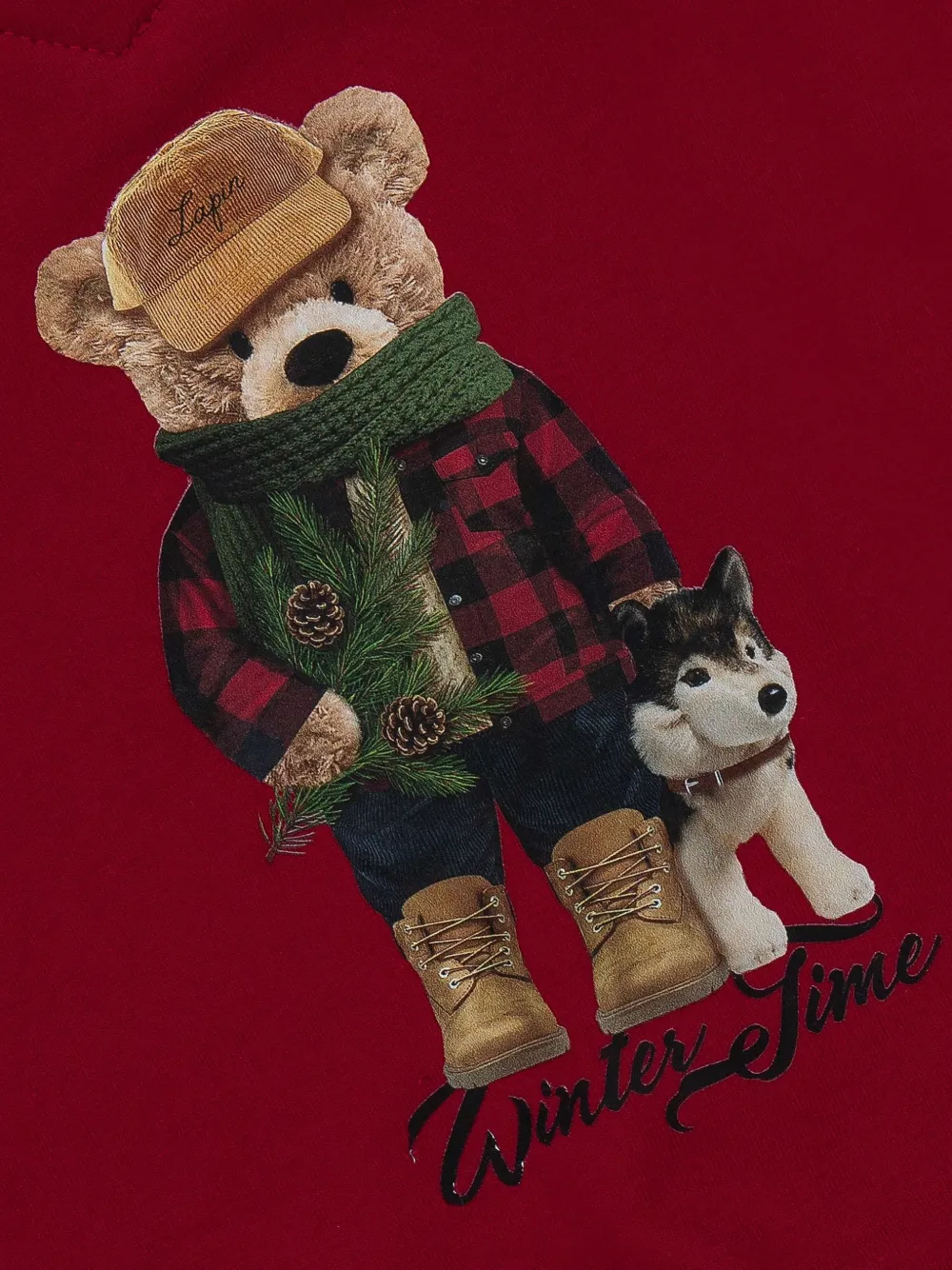 Lapin House bear-print tartan-collar bodysuit Rood