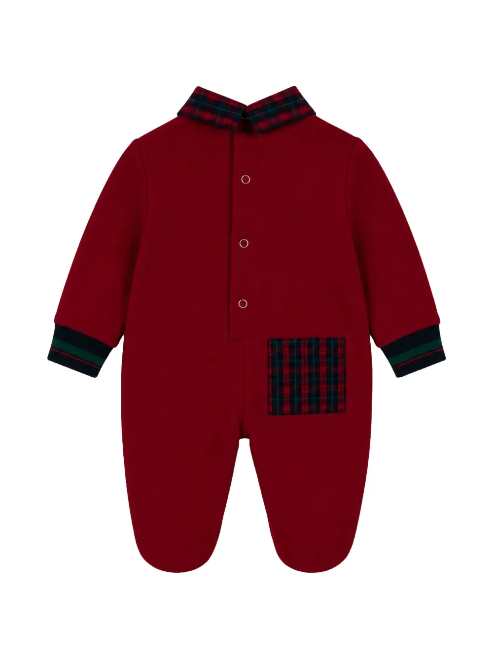 Lapin House bear-print tartan-collar bodysuit Rood