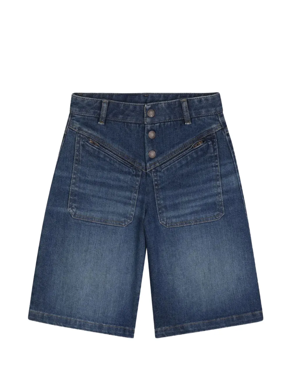 Chloé Kids whiskering-effect patch-pocket shorts - Bleu Chloé Kids whiskering-effect patch-pocket shorts - Bleu