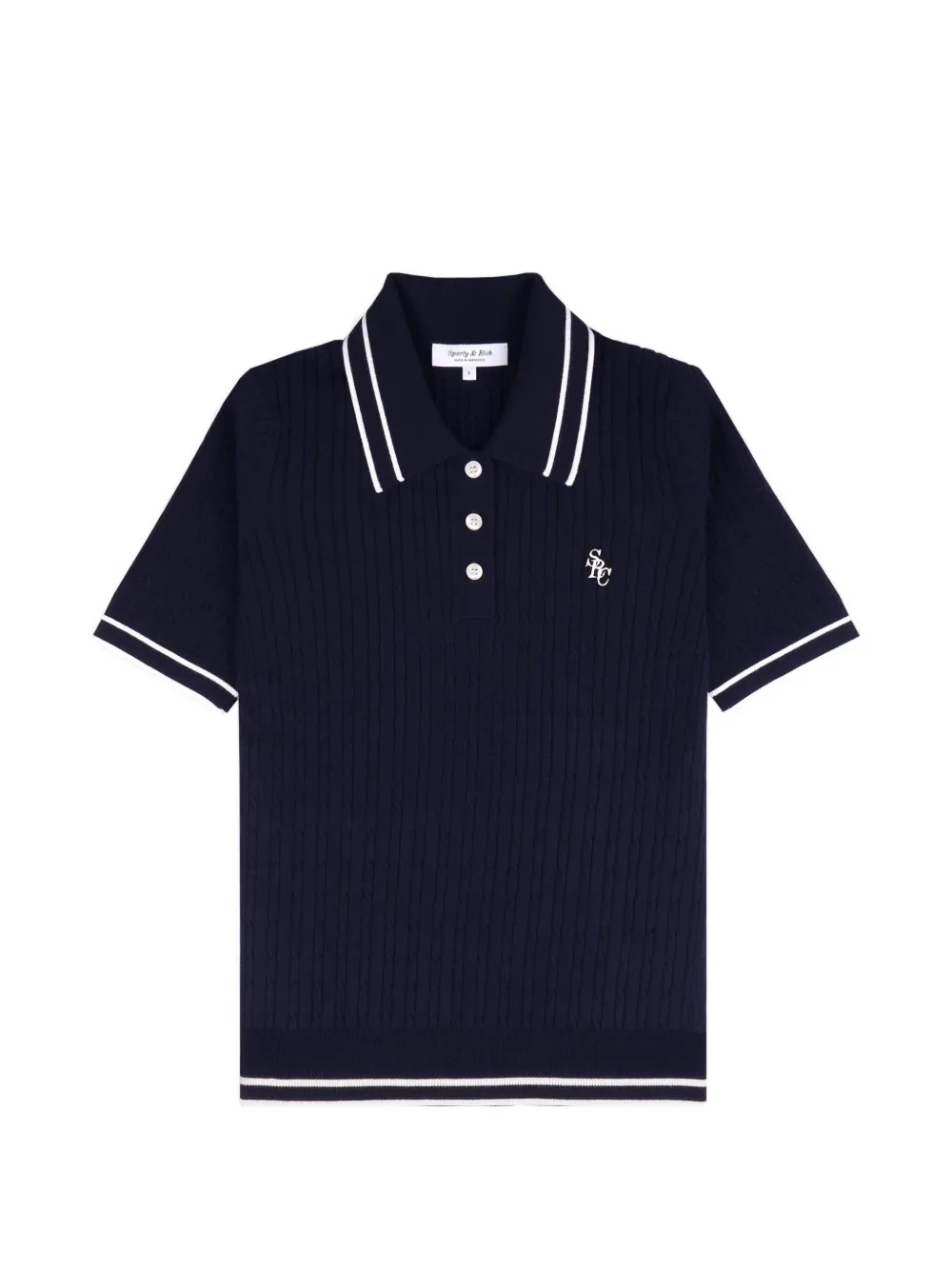 Sporty & Rich Polo in maglia a trecce sottili - Blu