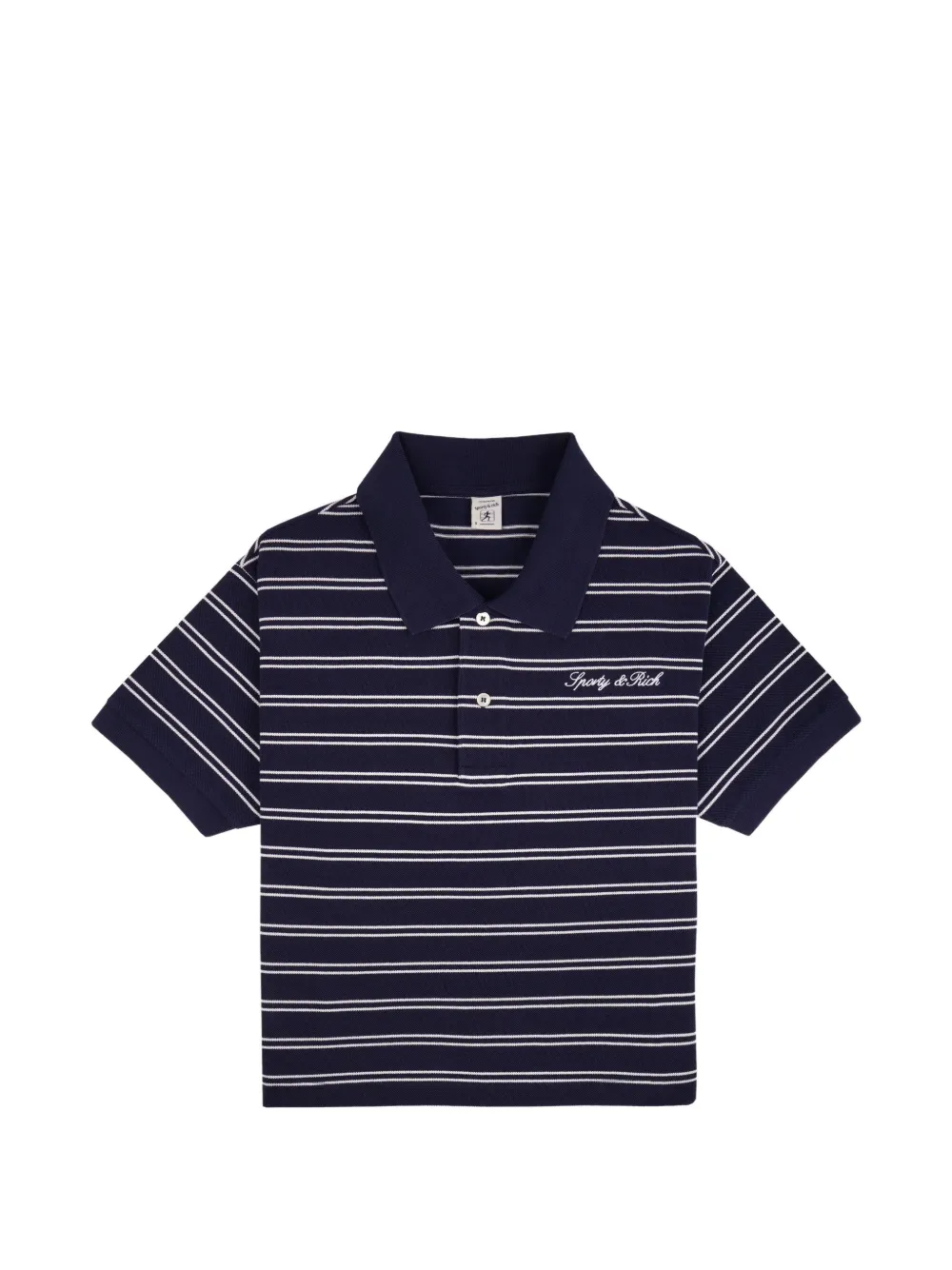 Sporty & Rich Gestreiftes Poloshirt mit Logo-Stickerei - Blau