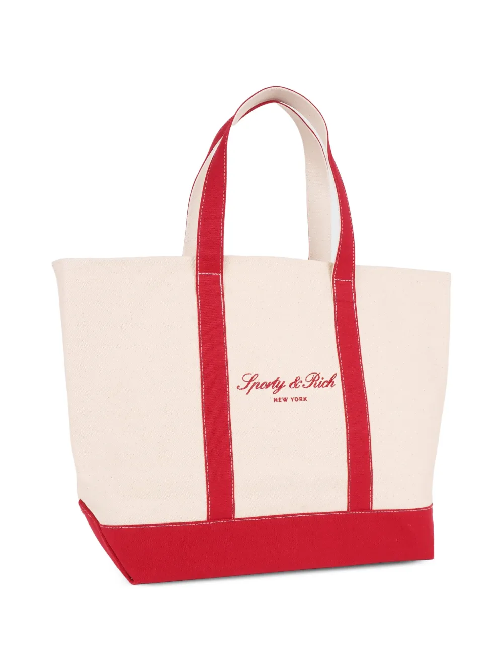 Sporty & Rich Medium Signature NY shopper met logo-print Beige