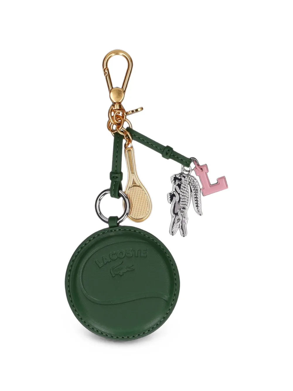Lacoste Logo-embossed Charm Keyring In Green