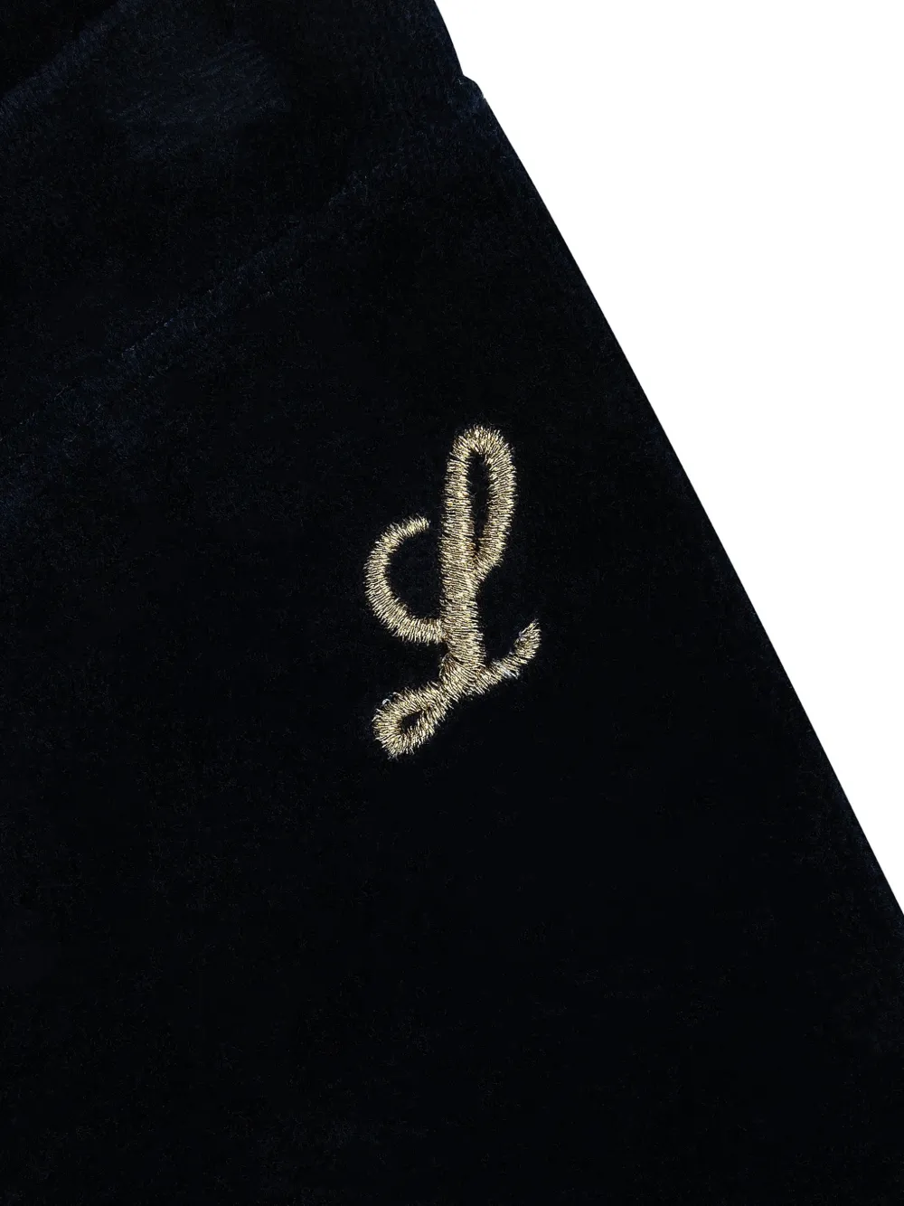 Lapin House logo-embroidered velvet leggings Blauw