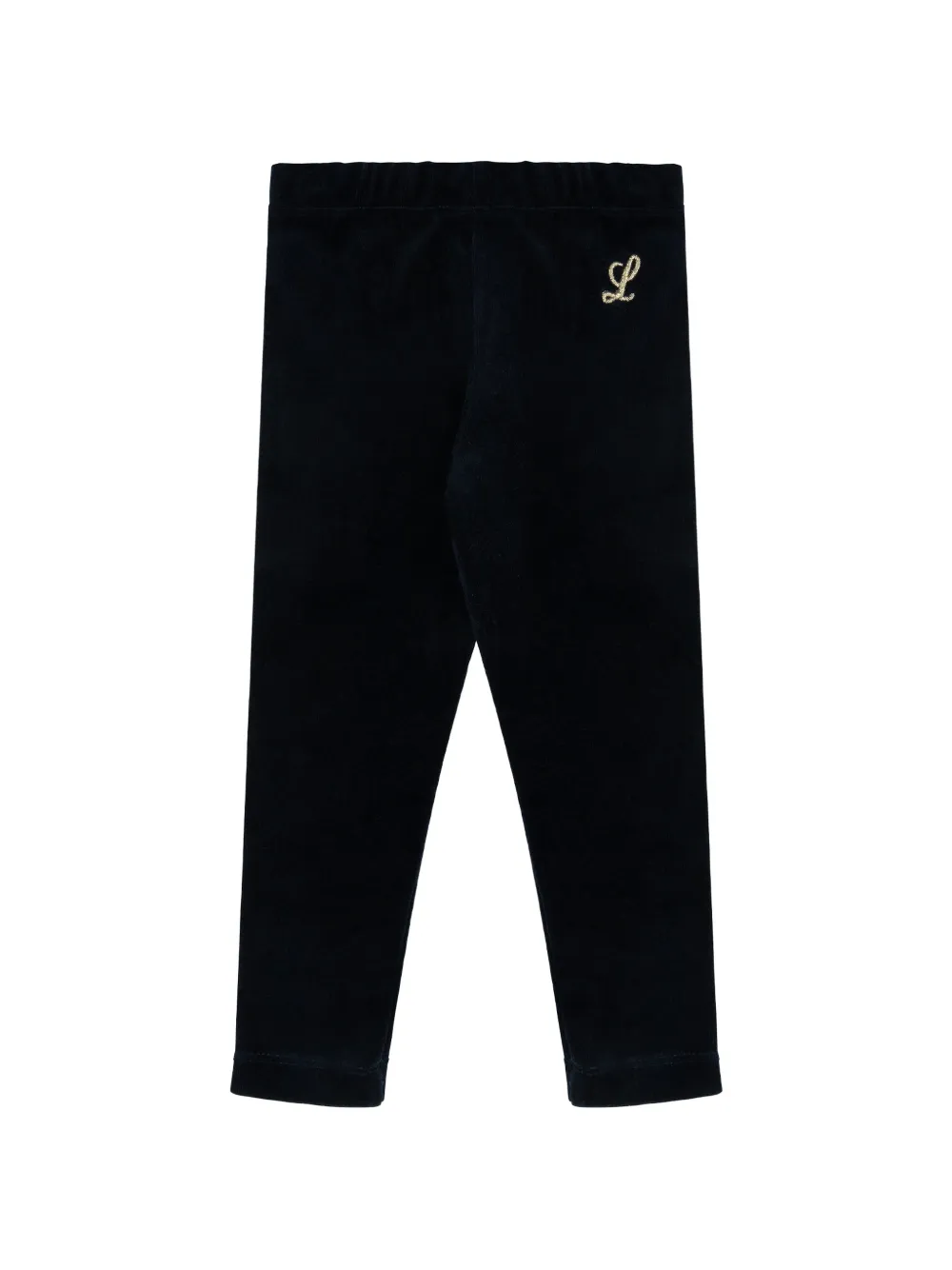 Lapin House logo-embroidered velvet leggings - Blu
