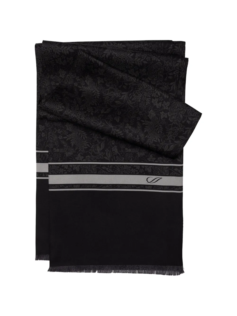 Elizabetta Rapallo Botanical-motif Scarf In Black