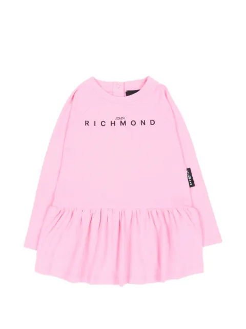 John Richmond Junior logo-print ruffled dress