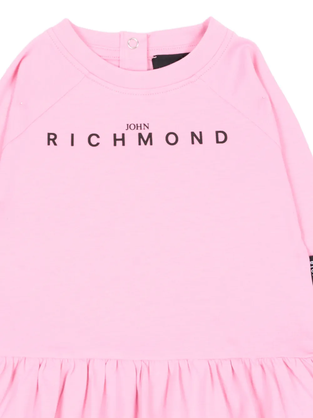 John Richmond Junior Jurk met logoprint en ruches Roze