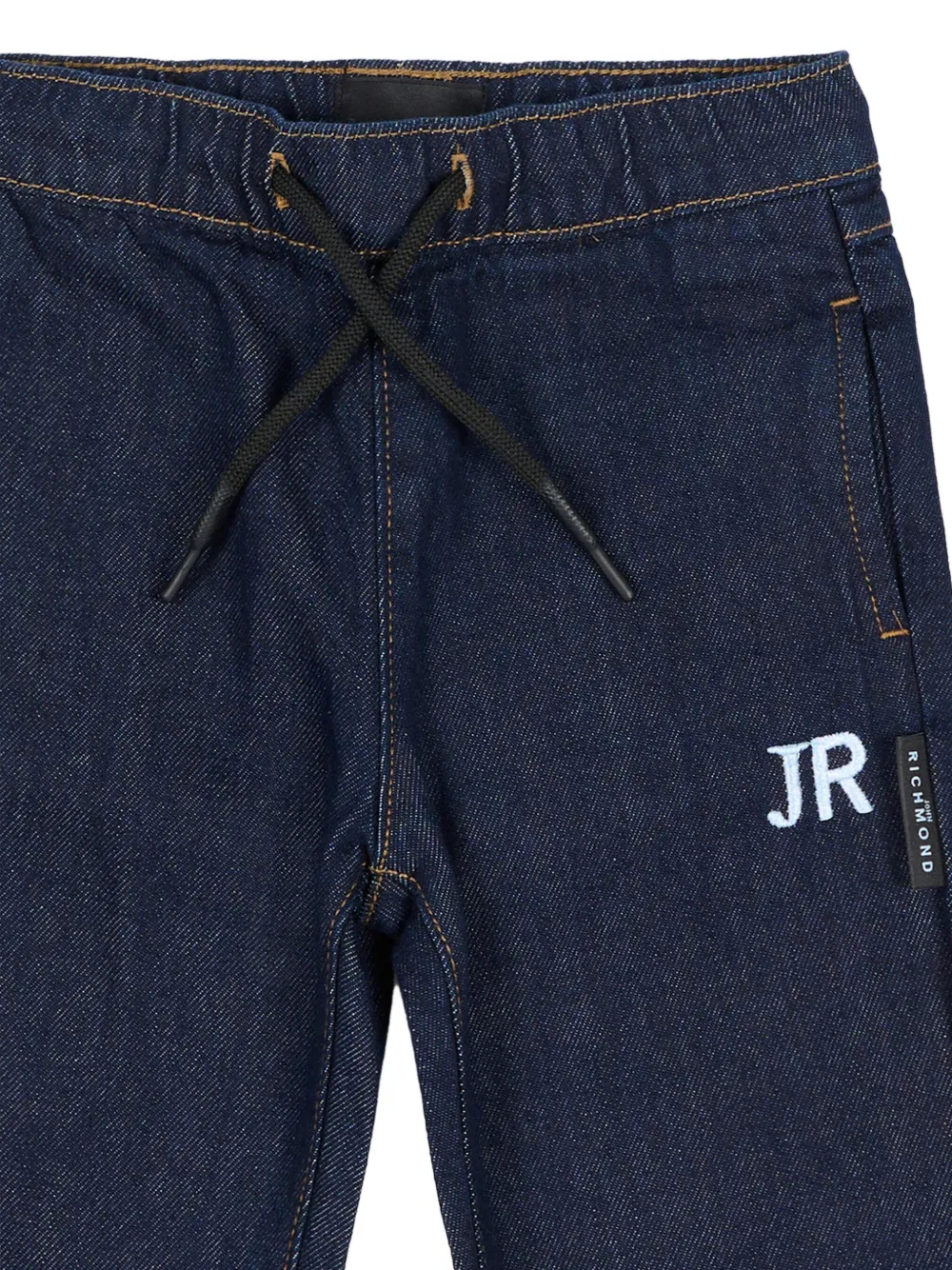 John Richmond Junior Jeans met trekkoord met logoprint Blauw