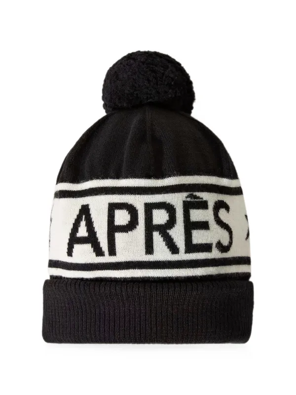 Perfect Moment Wool Après Schild Beanie in Black