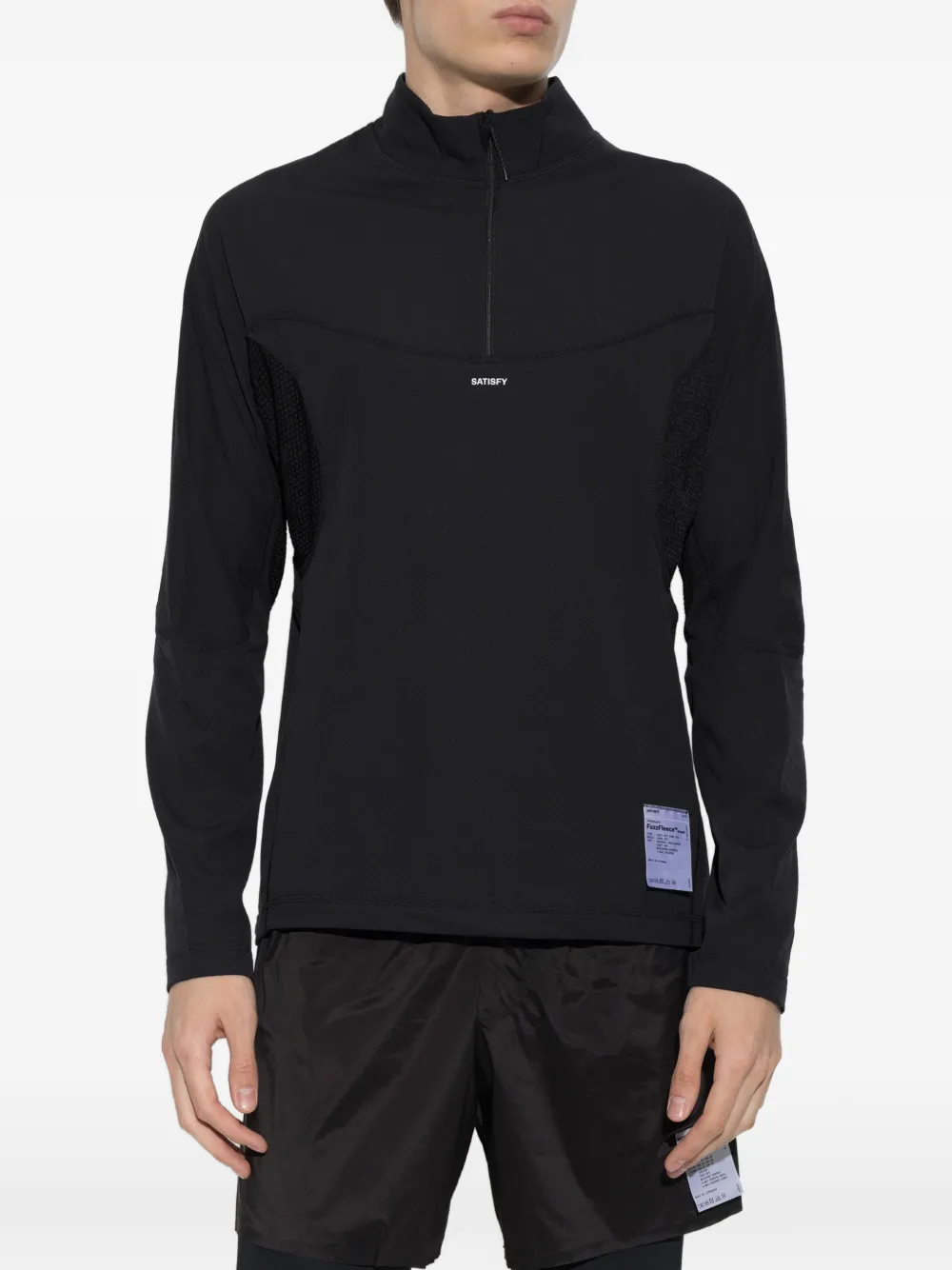 Satisfy FuzzFleece Octa T-shirt met halve rits Zwart