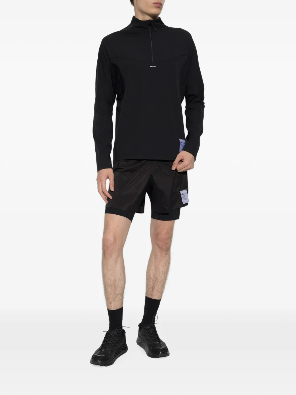 Satisfy FuzzFleece Octa T-shirt met halve rits Zwart