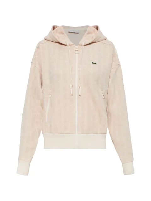 Lacoste monogram-jacquard zip-up hoodie