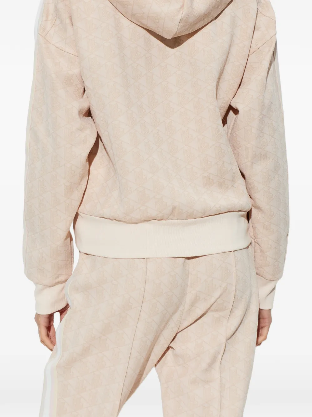 Lacoste Hoodie met monogram-jacquard en rits Roze