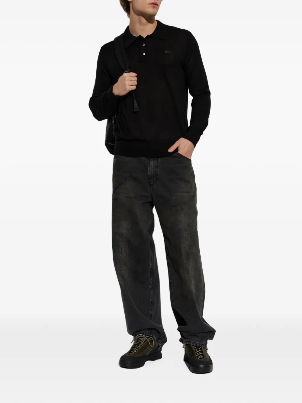 Lacoste Poloshirt met logopatch Zwart