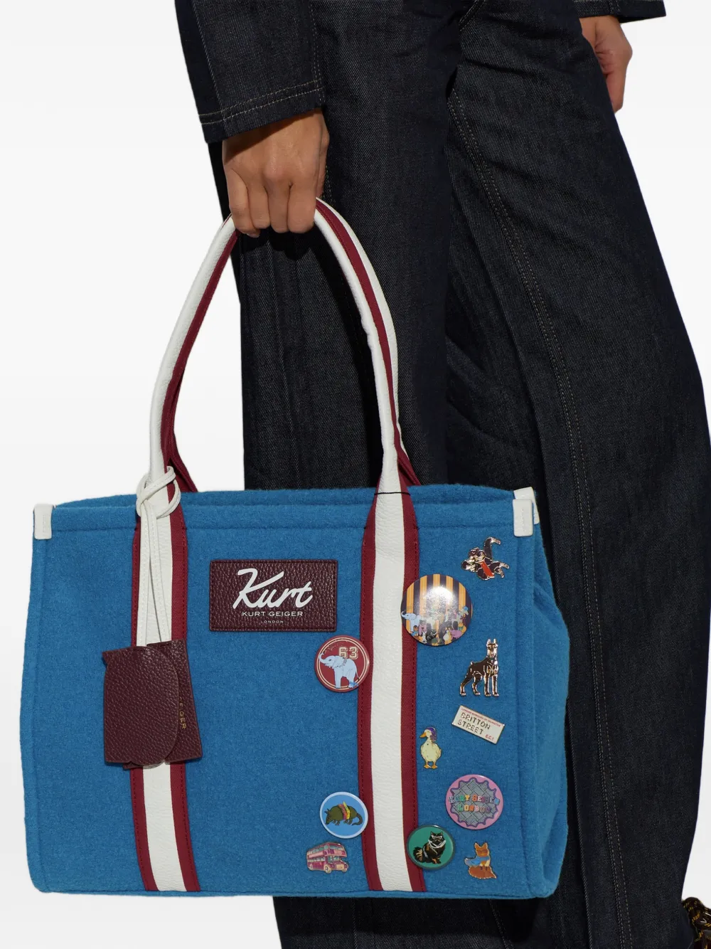 Kurt Geiger London Southbank shopper met patchdetail Blauw
