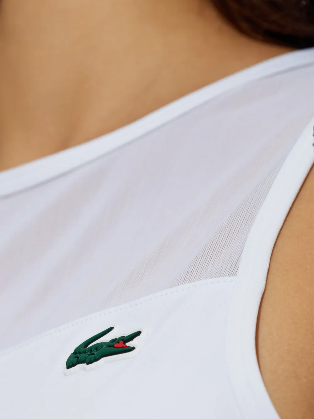 Lacoste Geplooide jurk met mesh vlak Wit