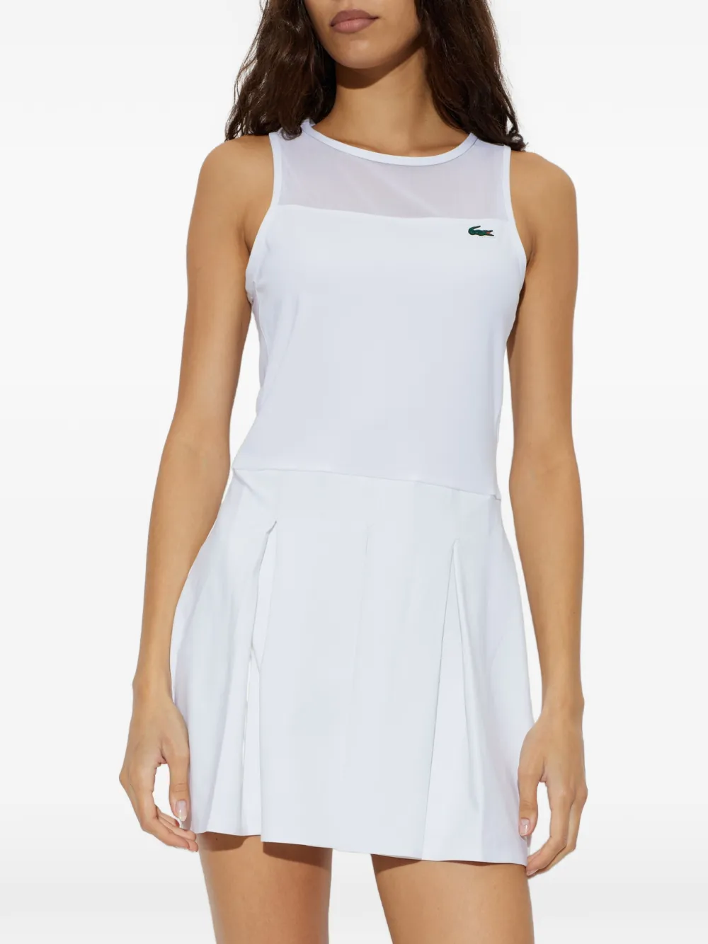 Lacoste Geplooide jurk met mesh vlak Wit