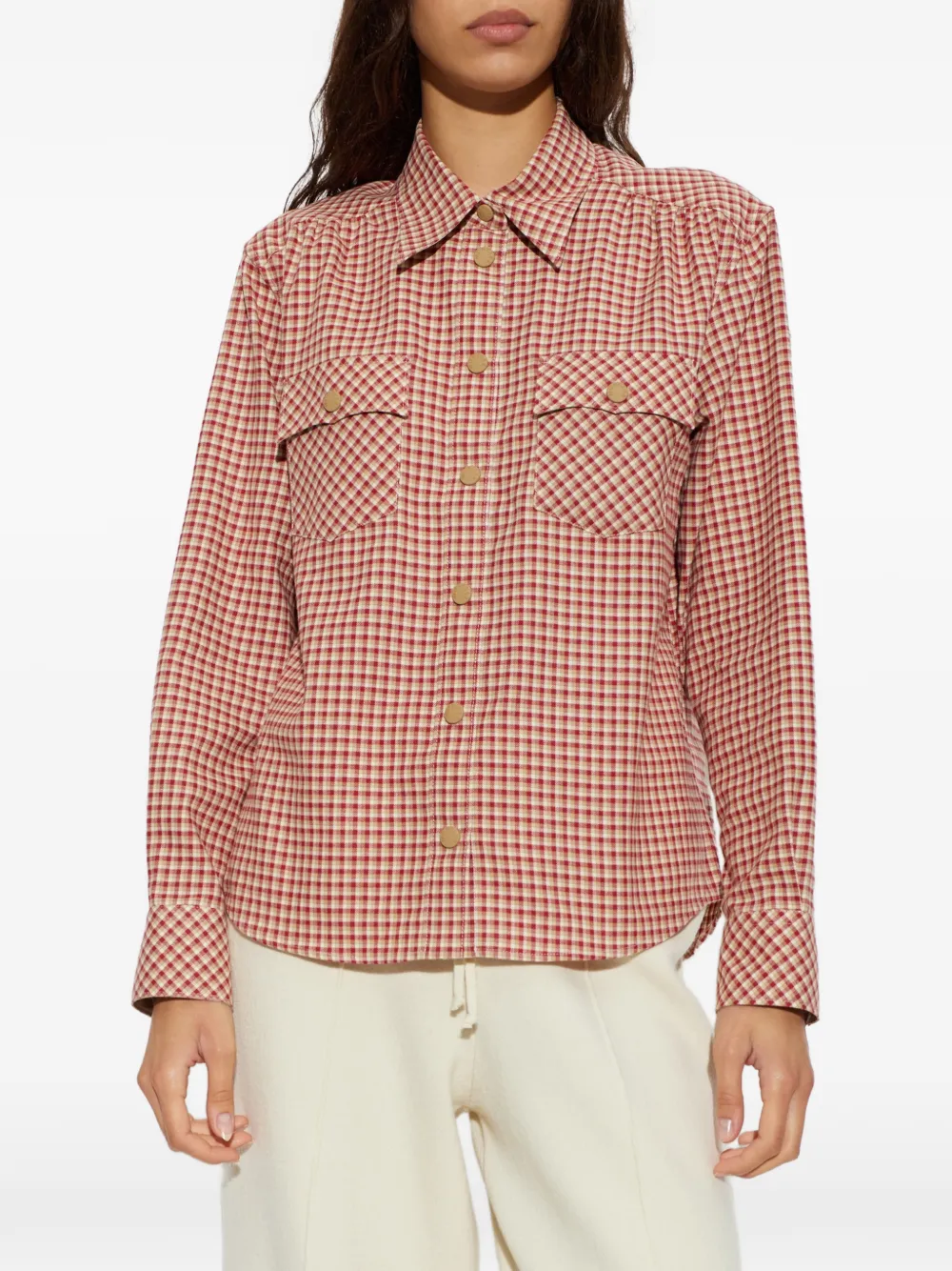 Moncler Grenoble Overhemd met gingham ruit Roze