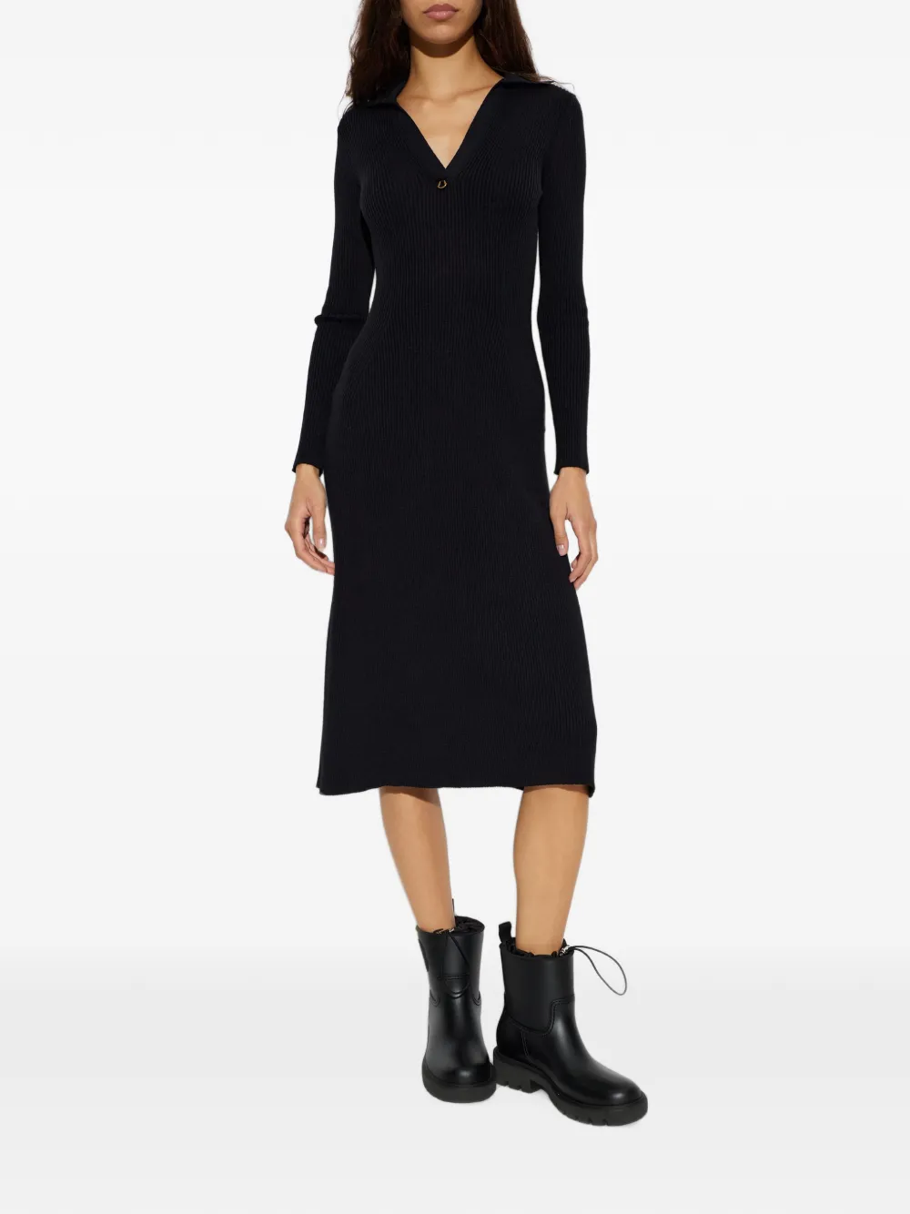 Moncler Geribbelde midi-jurk Zwart