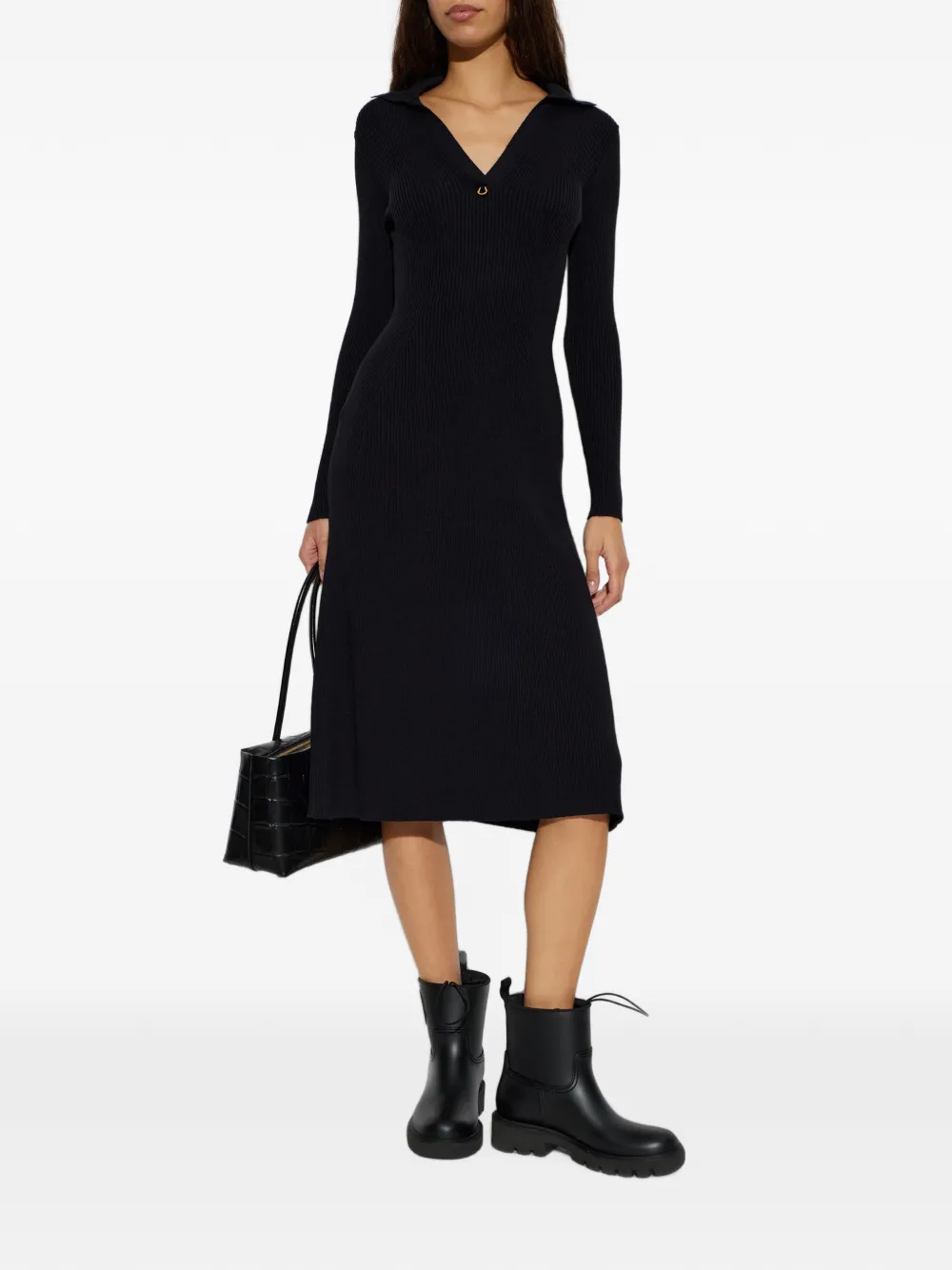 Moncler Geribbelde midi-jurk Zwart