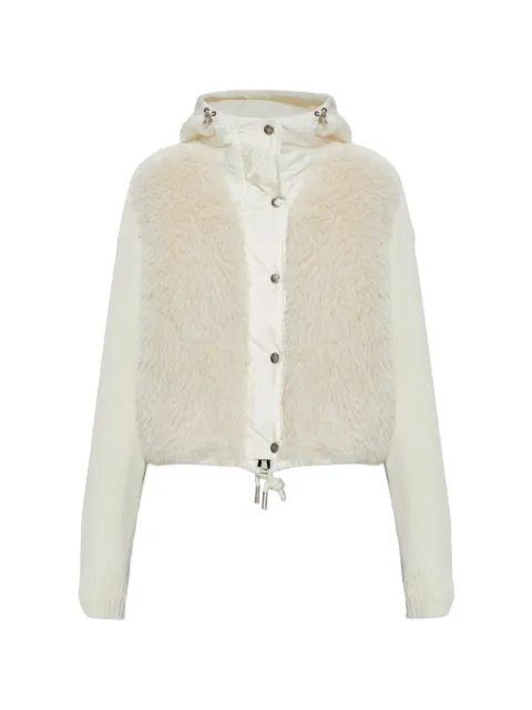 Moncler cárdigan acolchado con panel de piel de borrego