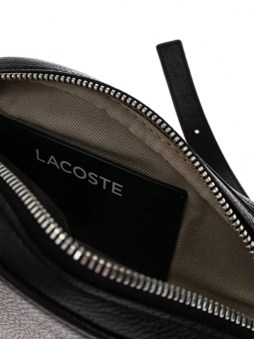 Lacoste Smash Court Racket leren mini-schoudertas Zwart