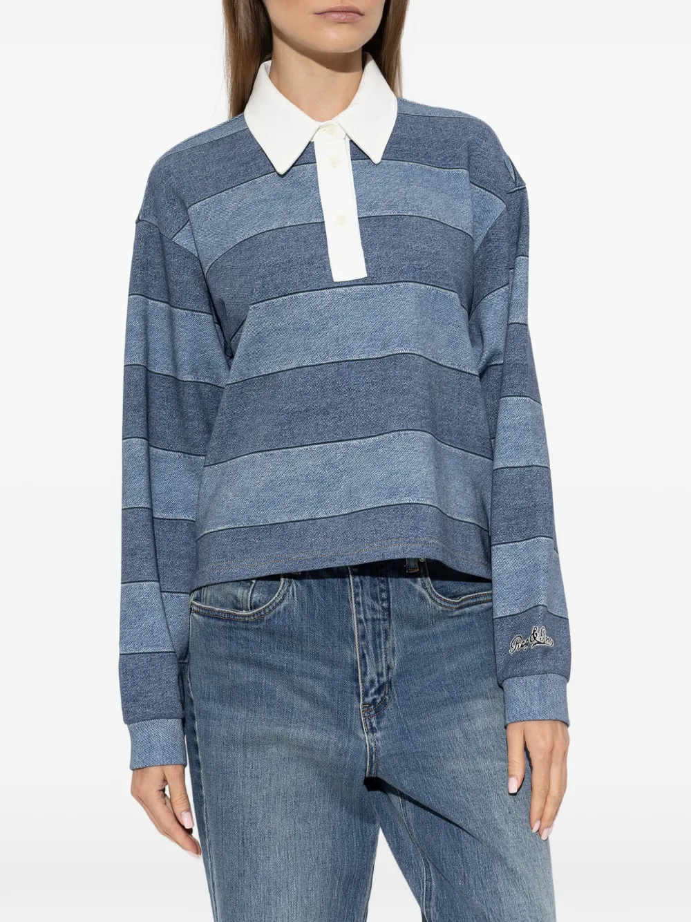 rag & bone Miramar cropped rugby poloshirt Blauw