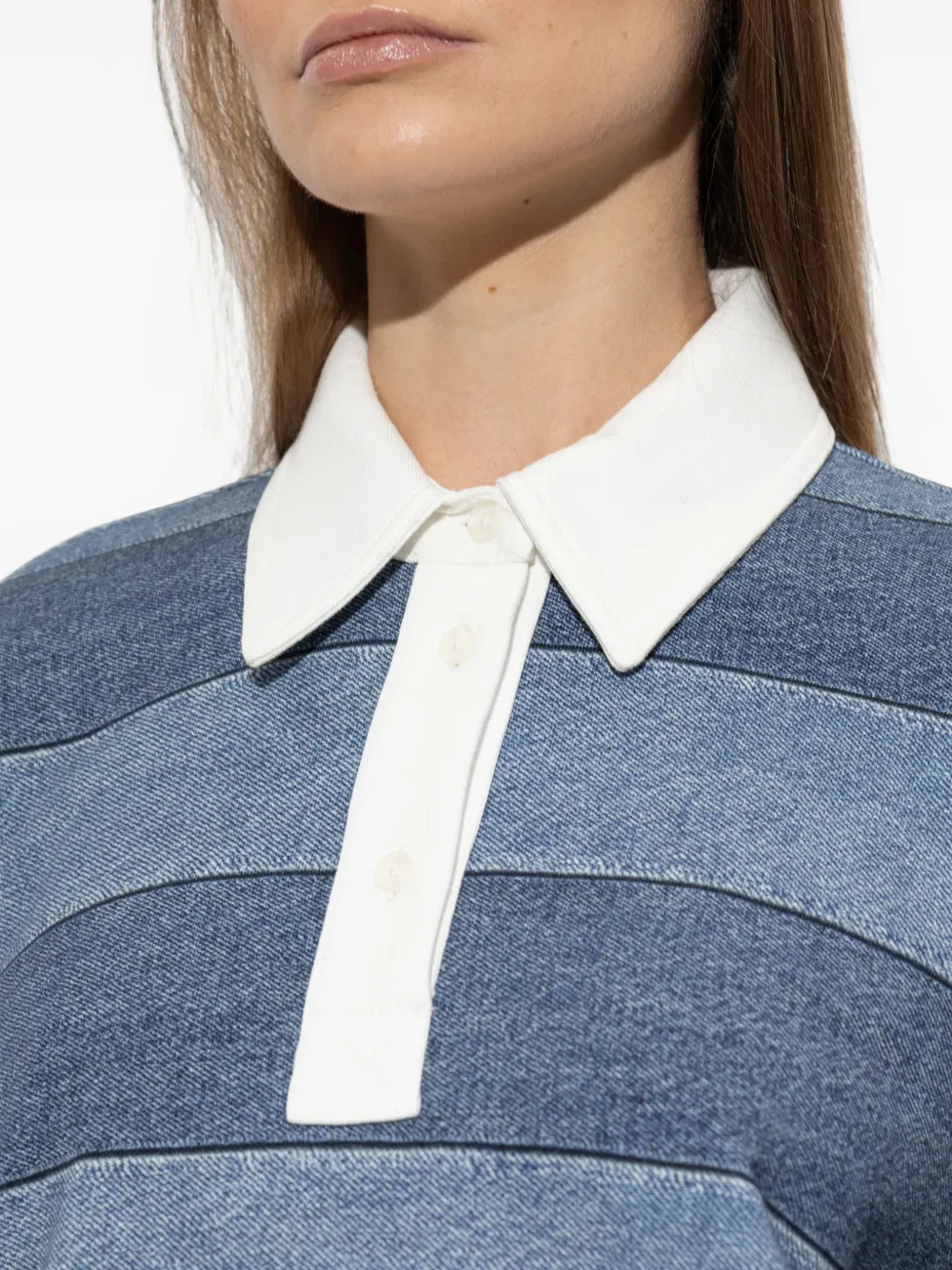 rag & bone Miramar cropped rugby poloshirt Blauw
