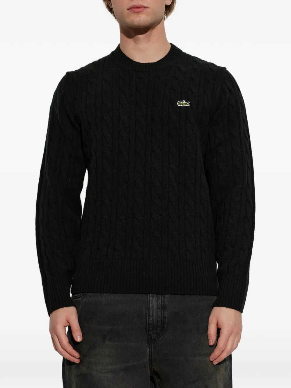 Lacoste Kabelgebreide wollen trui Groen