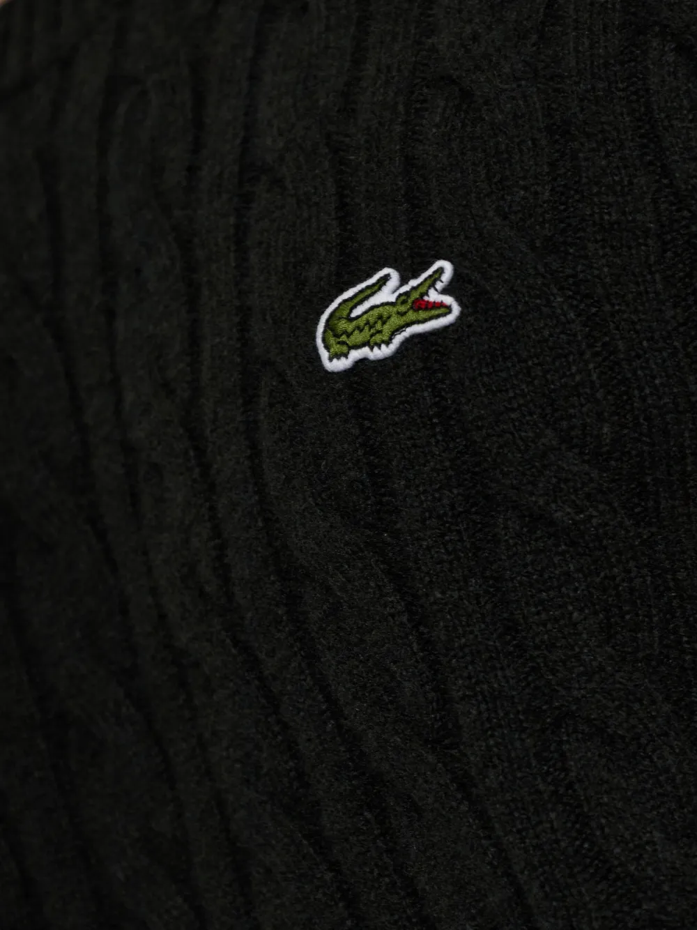 Lacoste Kabelgebreide wollen trui Groen