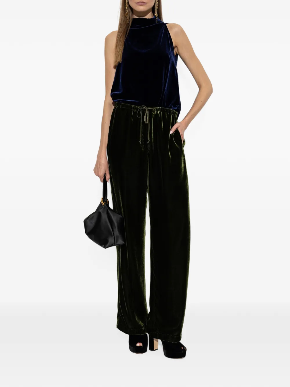 Forte velvet halterneck top Zwart