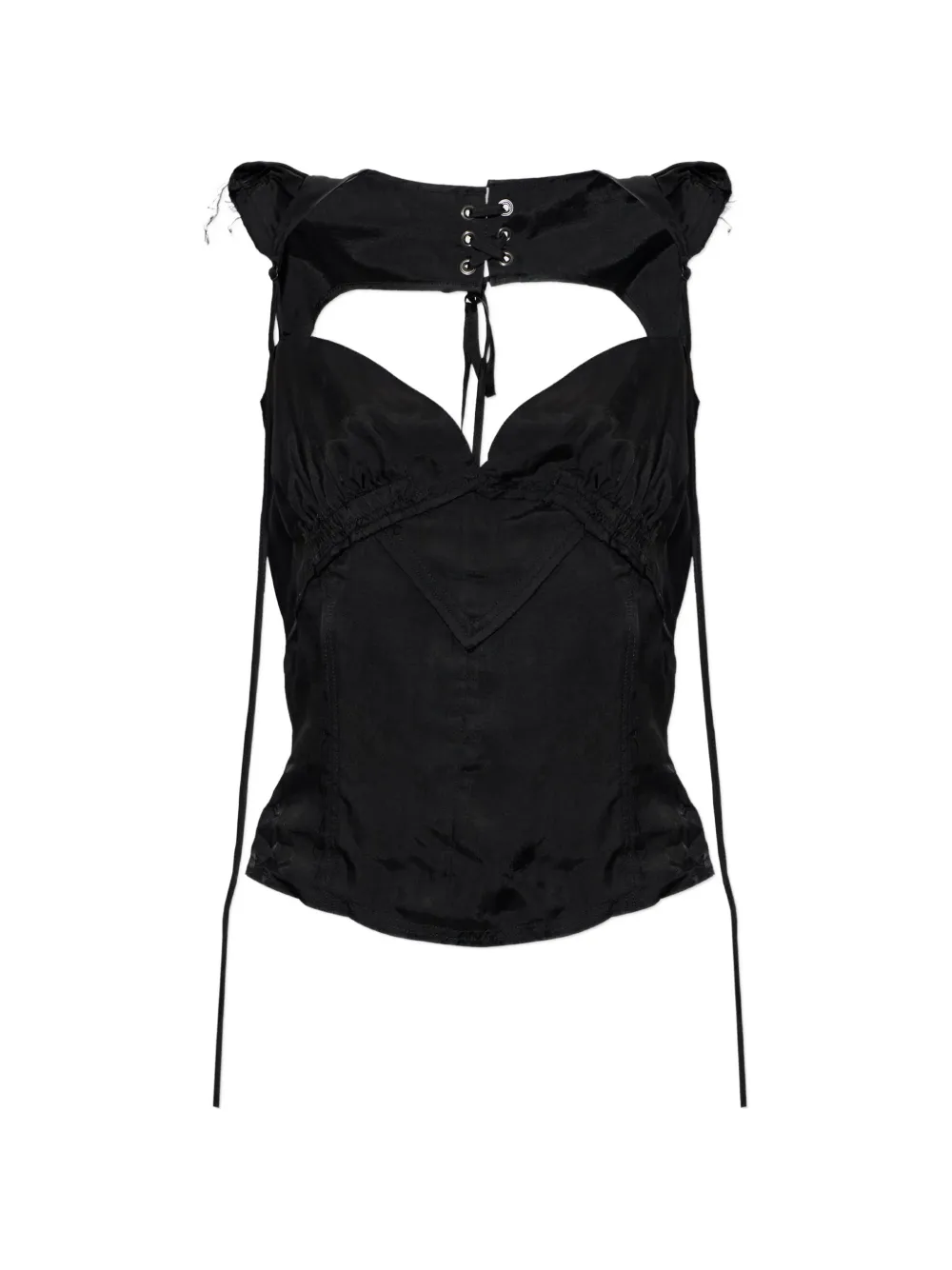 KNWLS Beth lace-up top - Black