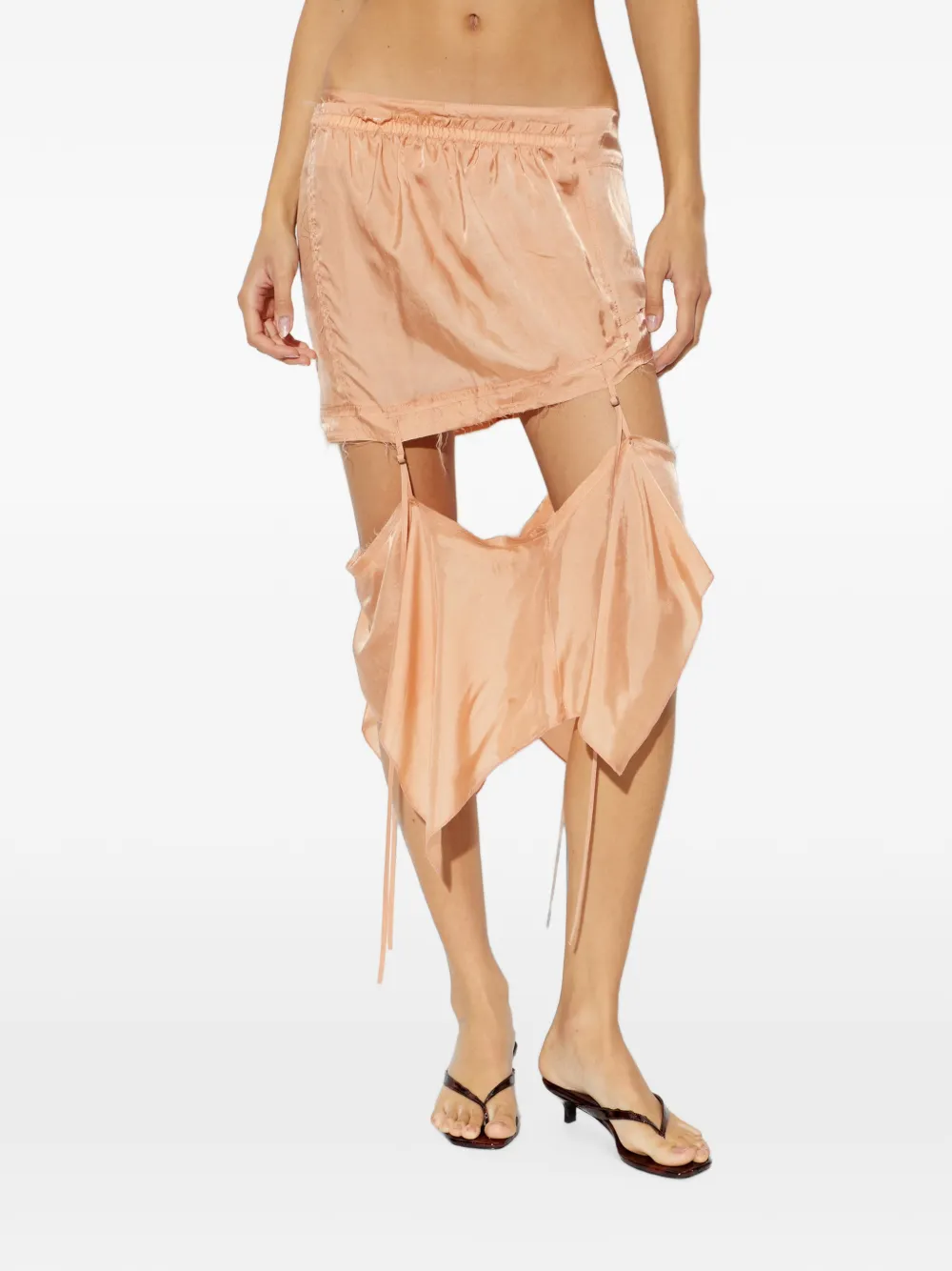 KNWLS Beth layered-panel asymmetric skirt - Arancione